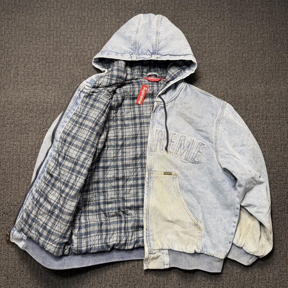 Supreme Light Wash Denim Jacket with Hood - Picture 2 of 5